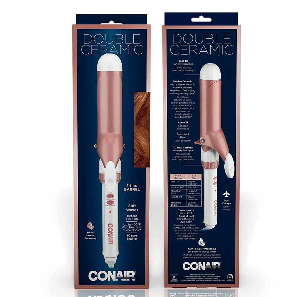 CONAIR DOUBLE CERAMIC 1-1/2" CURL IRON GENTL
