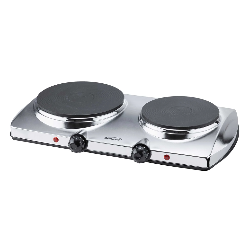 BRENTWOOD 1440W DOUBLE ELECTRIC HOTPLATE - CHROME    