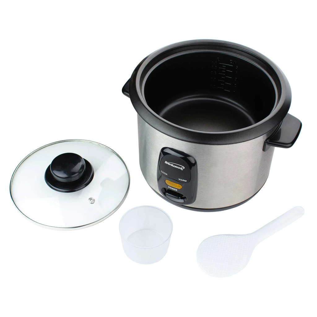 BRENTWOOD RICE COOKER 5 CUPS UNCOOKED/10 CUPS COOKED, SS                                   