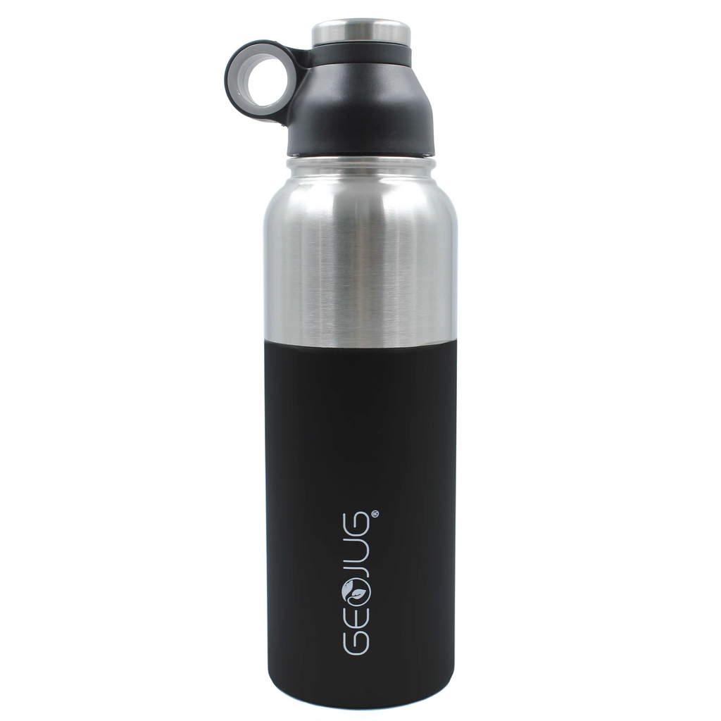 BRENTWOOD 40OZ GEOJUG STAINLESS STEEL VACUUM INSULATED WATER BOTTLE - BLK