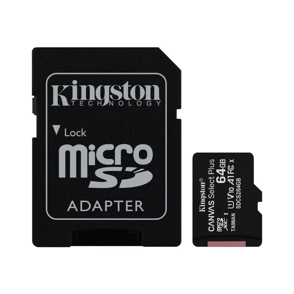 KINGSTON MICRO SDHC/SDXC 64GB CANVAS SELECT PLUS 100R/85R CL 10 UHS-I CARD 100MB/s