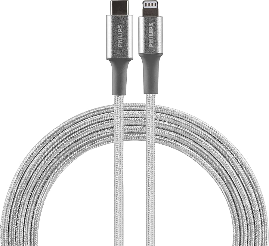 PHILIPS USB C TO LIGHTNING 6' CABLE PREMIUM BRAIDED CORD