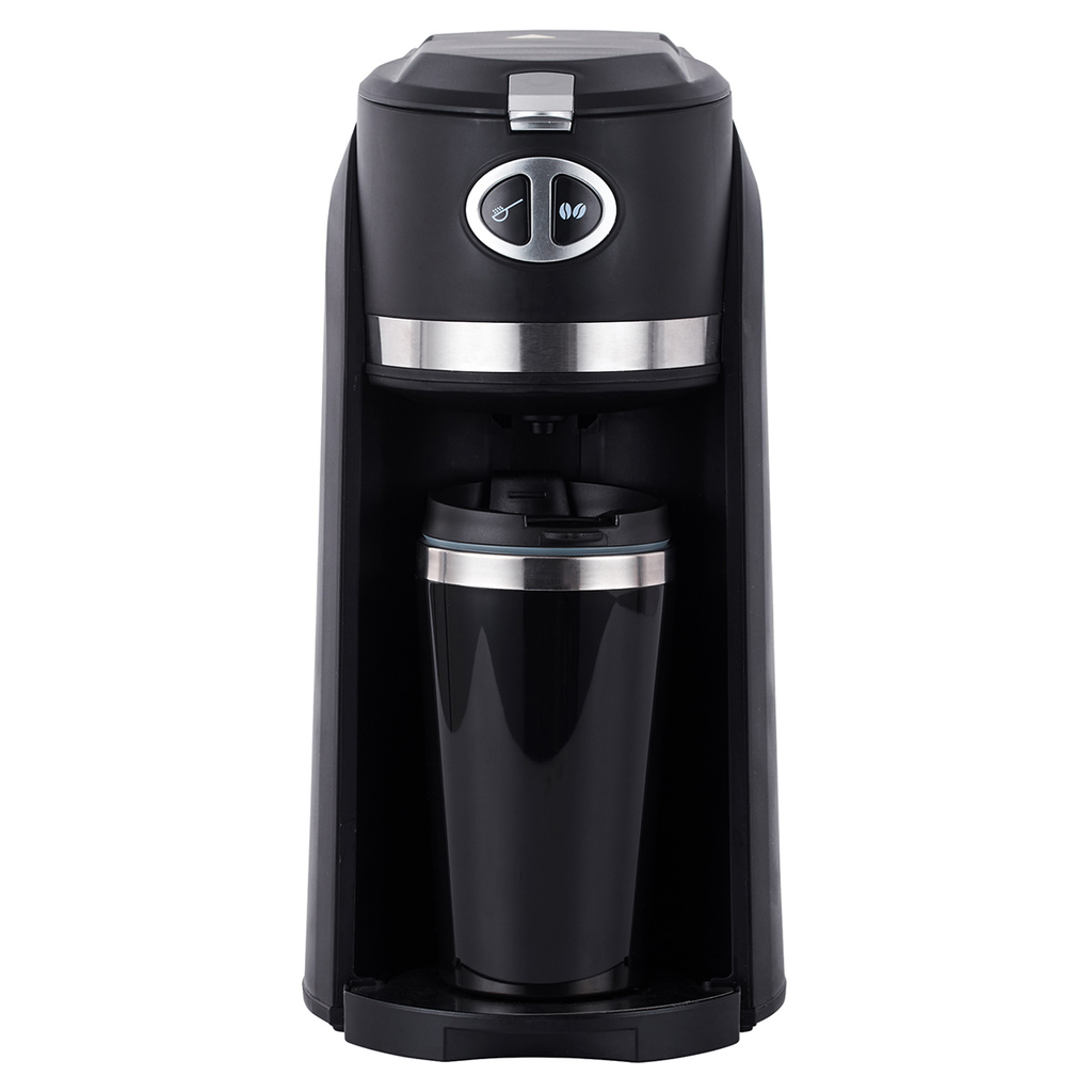 PREMIUM 2 IN 1 SINGLE GRIND & BREW AUTOMATIC PERSONAL COFFEEMAKER, BLACK W/SS ACCENT