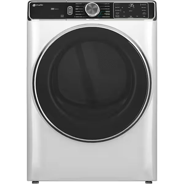 GE FRONTLOAD GAS DRYER, 7.8 CFT, 10 CYCLES, 5 HEAT, WHITE 